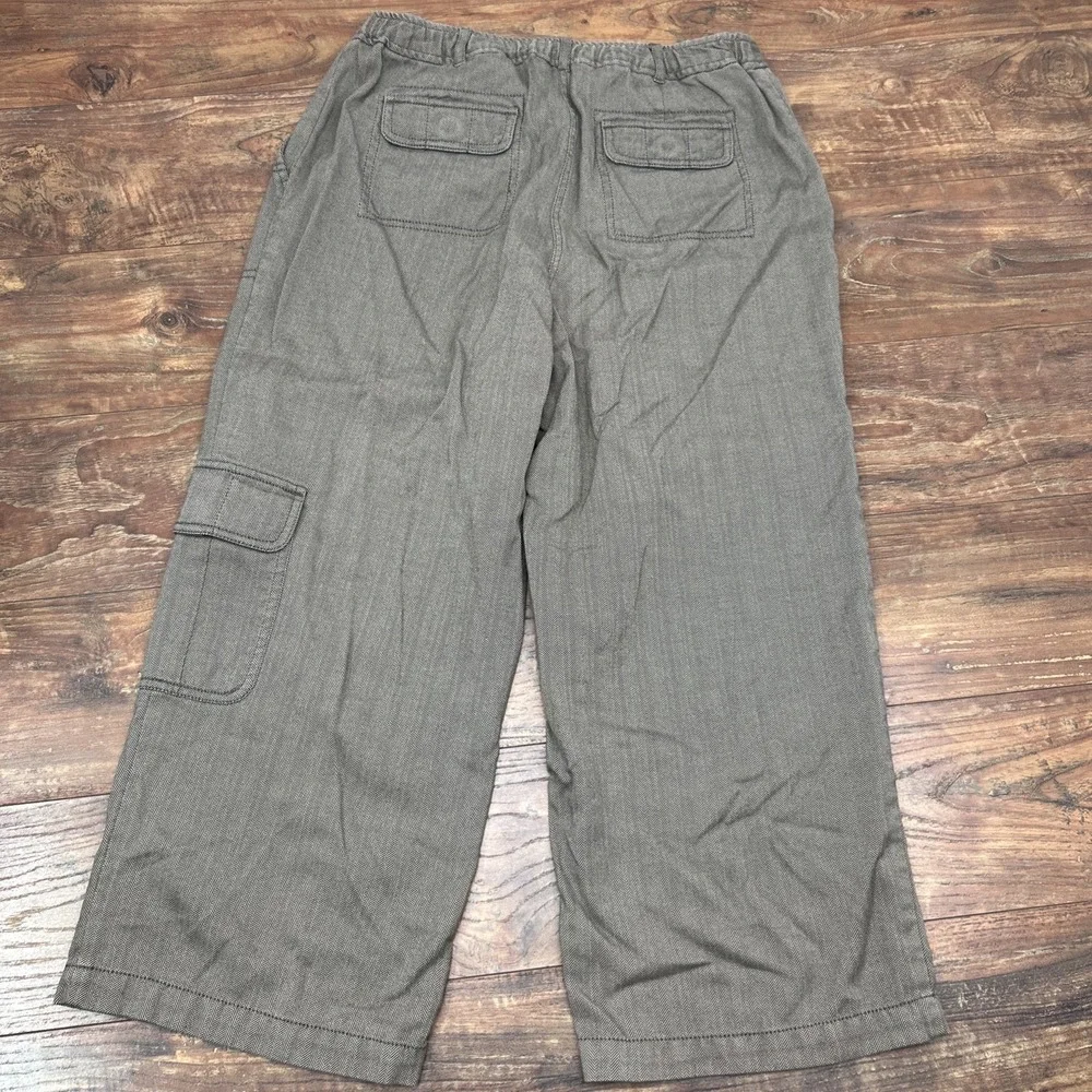 J. Jill Womens Pants Brown‎ Casual Dress Pant Wide Leg Capri Herringbone Size 12